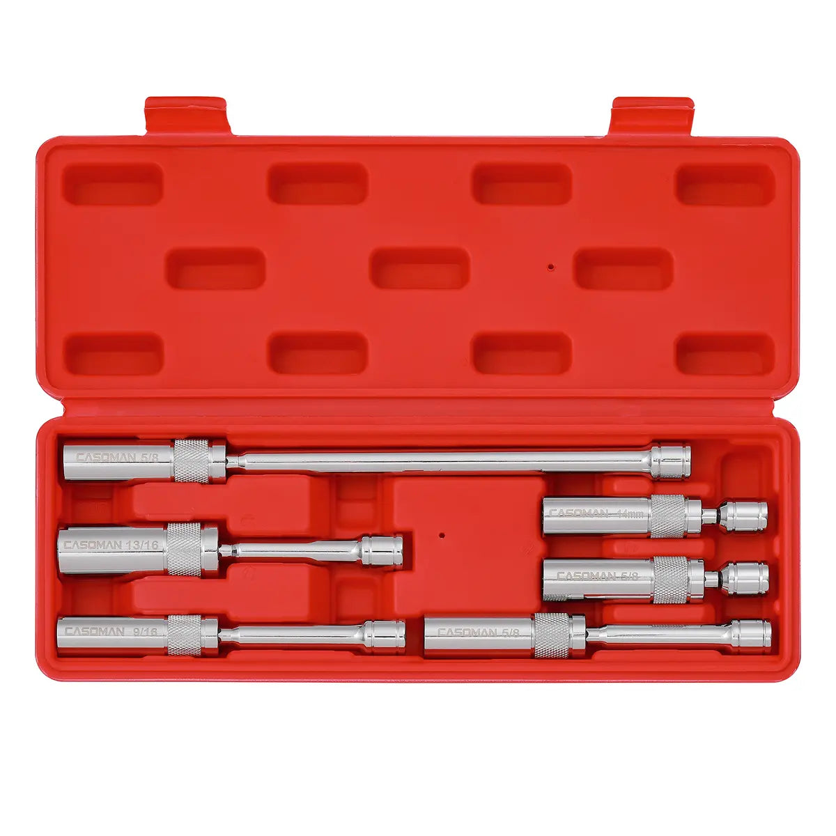 6-Piece 3/8" Drive Spark Plug Socket Set – Magnetic Swivel Design, Thin-Wall 12-Point CR-V Steel