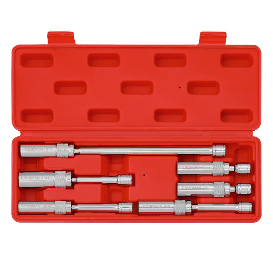 6-Piece 3/8" Drive Spark Plug Socket Set – Magnetic Swivel Design, Thin-Wall 12-Point CR-V Steel