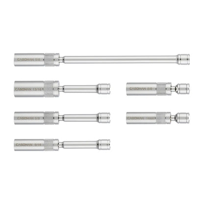 6-Piece 3/8" Drive Spark Plug Socket Set – Magnetic Swivel Design, Thin-Wall 12-Point CR-V Steel