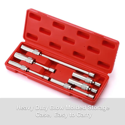 6-Piece 3/8" Drive Spark Plug Socket Set – Magnetic Swivel Design, Thin-Wall 12-Point CR-V Steel