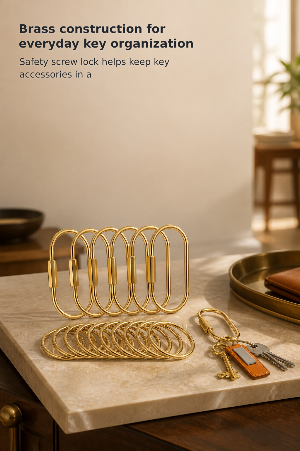 Brass Key Ring Organizer with Secure Screw Lock