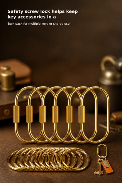 Brass Key Ring Organizer with Secure Screw Lock